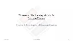 Welcome to The learning Module for  Overseas Electors Session 1: Registration of Overseas Electors