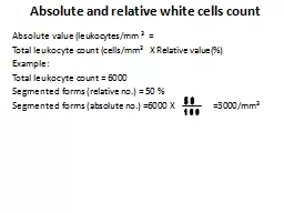 Absolute and relative white cells count Absolute value (leukocytes/mm