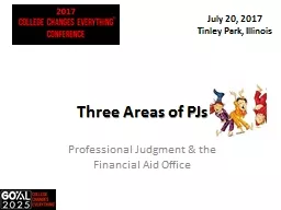 Three Areas of PJs Professional Judgment & the Financial Aid Office