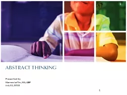 ABSTRACT THINKING Presented by Marnee Loftin, MA; LSSP July 12, 2018