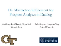 On Abstraction Refinement for Program Analyses in  Datalog Xin Zhang