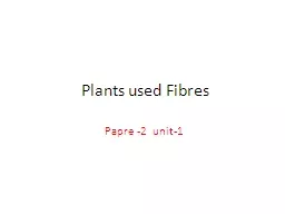 Plants used  Fibres   P apre -2  unit- 1 Fibers used for cloths and ropes.