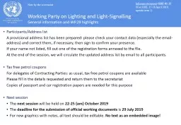 Working Party on Lighting and Light-Signalling General information and WP.29 highlights