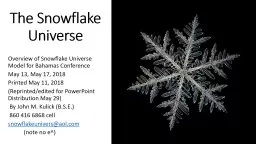 The Snowflake Universe Overview of Snowflake Universe Model for Bahamas Conference