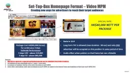Set-Top-Box Homepage Format – Video MPM Creating new ways for advertisers to reach their target audiences