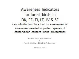 Awareness Indicators for forest-birds in DK, EE, FI, LT, LV &