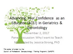 Advancing Your Confidence as an Educator (ACE!) in Geriatrics & Gerontology