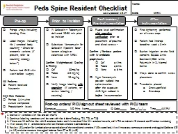 Peds   Spine Resident Checklist   Prior to Incision