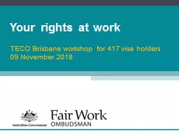 Your rights at work TECO Brisbane workshop  for 417  visa holders