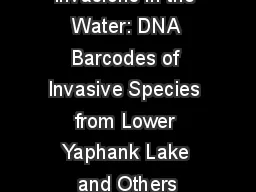 Invasions in the Water: DNA Barcodes of Invasive Species from Lower Yaphank Lake and Others