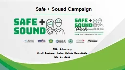 Safe + Sound Campaign SBA  Advocacy Small Business Labor Safety Roundtable