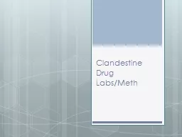 Clandestine Drug Labs/Meth Lab Produced Drugs Methamphetamine