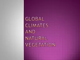 Global  climates and  natural  vegetation    Climate is average of weather conditions