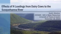 Effects of N Loadings from Dairy Cows to the          Susquehanna River