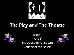 The Play and The Theatre Week 4 [Part  1 ] Introduction to Theatre