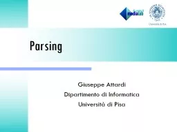 Parsing Giuseppe Attardi Dipartimento di Informatica Università di Pisa