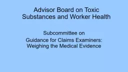 Advisor Board on Toxic Substances and Worker Health Subcommittee on