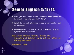 Senior  English 3/17/14
