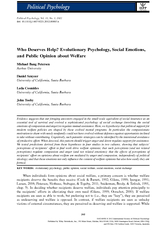 Who Deserves Help Evolutionary Psychology Social Emoti