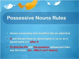 Possessive  Nouns Rules