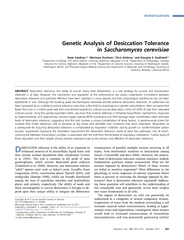 INVESTIGATION Genetic Analysis of Desiccation Toleranc