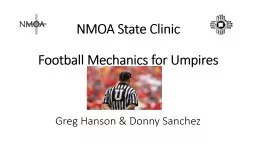NMOA State Clinic Football Mechanics for Umpires