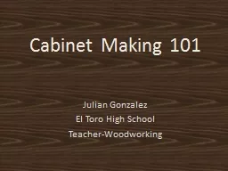 Cabinet Making 101 Julian Gonzalez