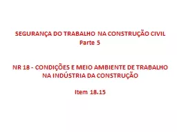 SEGURANÇA DO TRABALHO NA CONSTRUÇÃO CIVIL