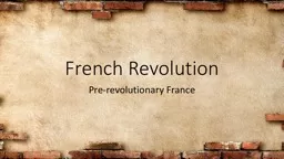 French Revolution Pre-revolutionary France