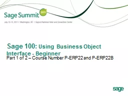 Sage 100:  Using Business Object Interface - Beginner