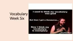 Vocabulary  Week Six