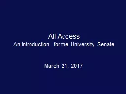 All Access An Introduction for the University Senate