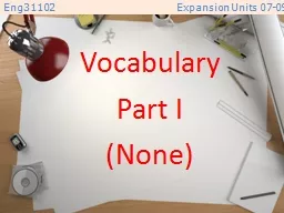 Vocabulary Part I (None)