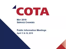 May 2019 Service Changes