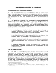The Desired Outcomes of Education What are the Desired