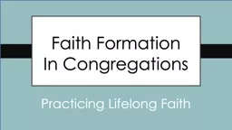 Faith Formation        In Congregations