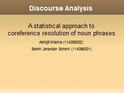 Discourse Analysis Abhijit Mishra (114056002)