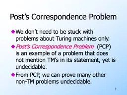 1 Post’s Correspondence Problem
