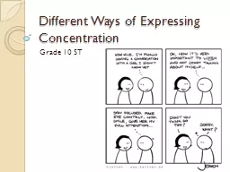 Different Ways of Expressing Concentration