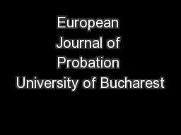 European Journal of Probation University of Bucharest