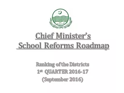 Chief Minister’s  School Reforms Roadmap