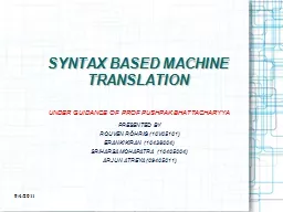 SYNTAX BASED MACHINE TRANSLATION