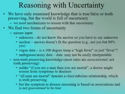 Reasoning with Uncertainty