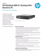 Data sheet HP EliteDesk  G Desktop Mini Business PC Fi