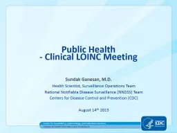 Public Health - Clinical LOINC Meeting