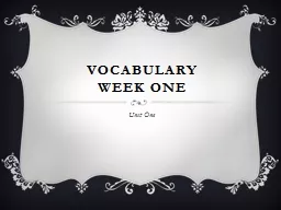 Vocabulary  Week One