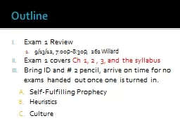 Outline Exam  1 Review