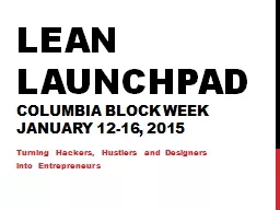 Lean LaunchPad COLUMBIA BLOCK WEEK