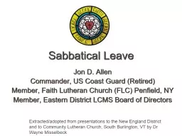 Sabbatical Leave Jon D. Allen
