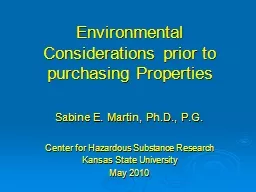 Environmental Considerations prior to purchasing Properties